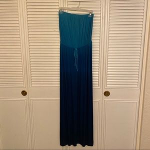 Strapless Blue Maxi Dress